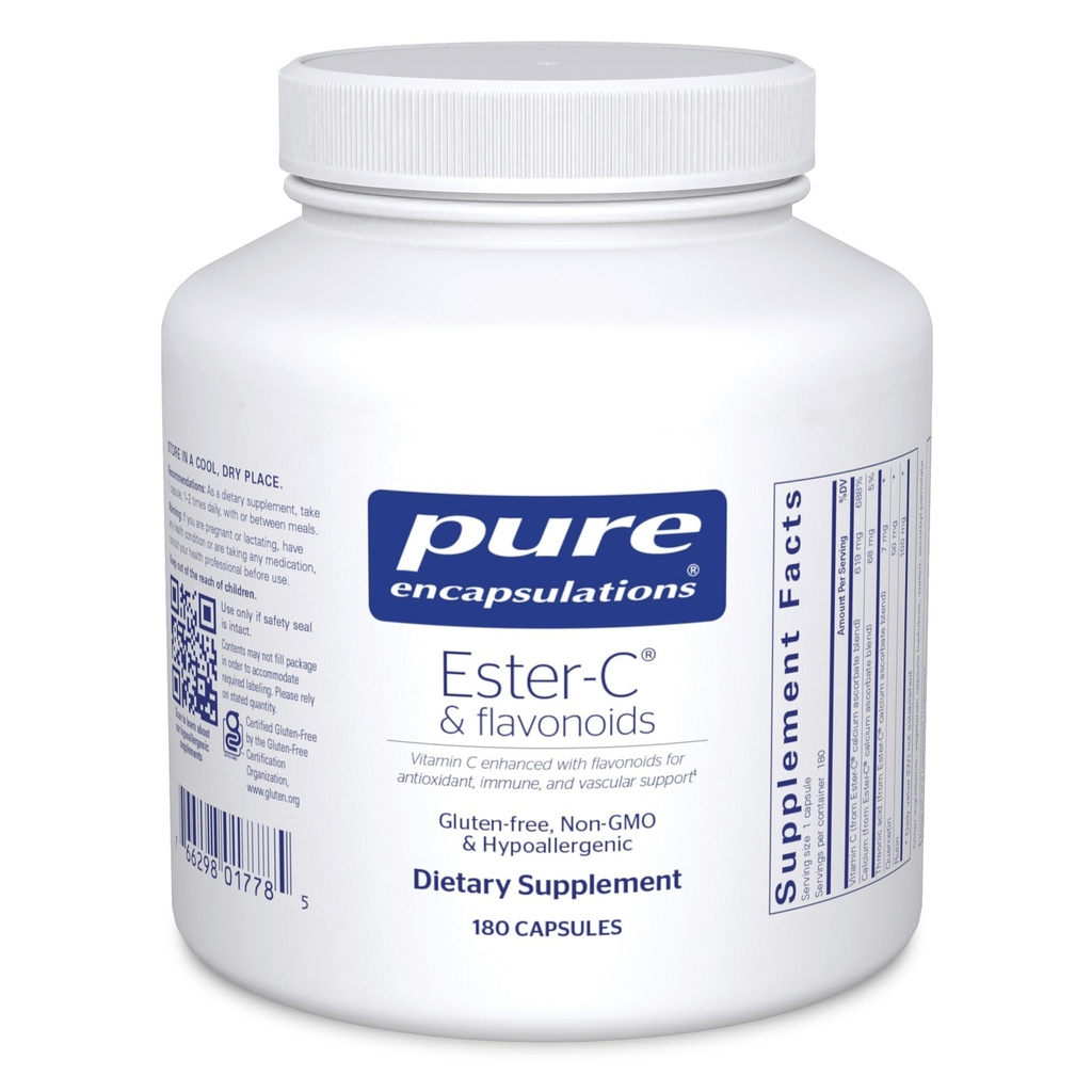 Ester-C & Flavonoidi - Integratore Vitamina C per Antiossidanti - Supporto Immune & Vascolare* con Calcium & Rutin - Genere sulla Digestione - Vegan & Non-GMO - 180 Capsule