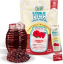 Idratazione + Energy Electrolyte Drink Mix – Hibiscus Agua Fresca Flavor | Polvere senza zucchero con caffeina, L-teanina, Coconut Water & Minerals | 15 Stick Packs, Calorie basse