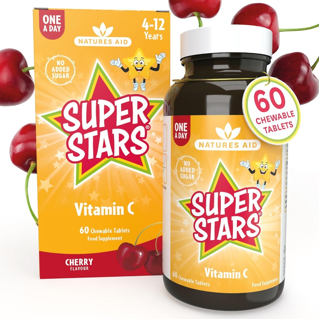 Hemir Natures Aid Super Stelle Vitamina C per bambini 4-12 anni, 60 compresse masticabili