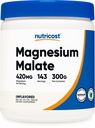 Nutricost Magnesio Malato Polvere (300g) - 420mg di Magnesio Per Serving - Non OGM, Gluten Free