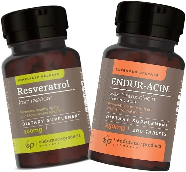 Integratore di resveratrolo dei prodotti di Endurance – Estratto di pelle di uva e ENDUR-ACIN 250mg Niacin - Extended Release for Optimal Absorption & Low-Flush