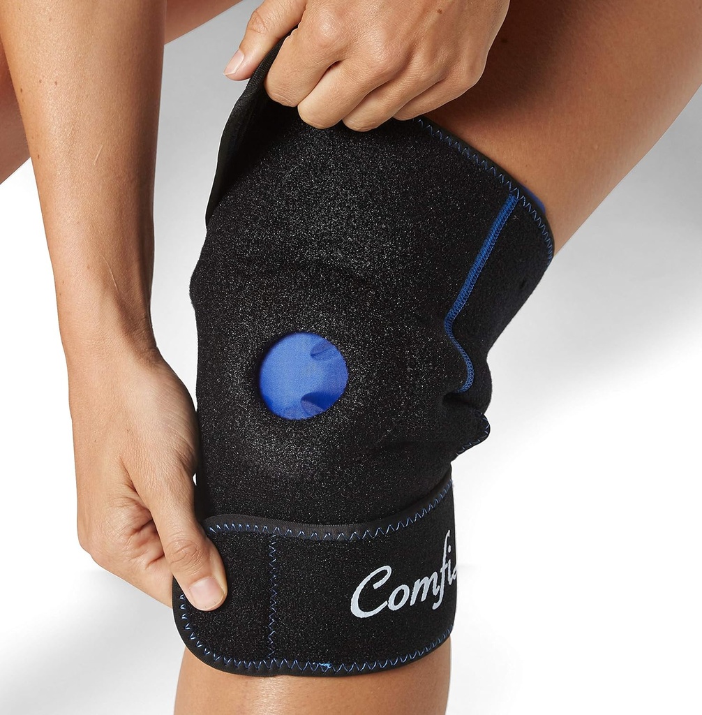 Pacchetto di ghiaccio del ginocchio di ComfiLife con il gel di terapia calda e fredda riutilizzabile del pacchetto di compressione regolabile per lesioni, dolore, chirurgia, artrite, menisco e altro ancora
