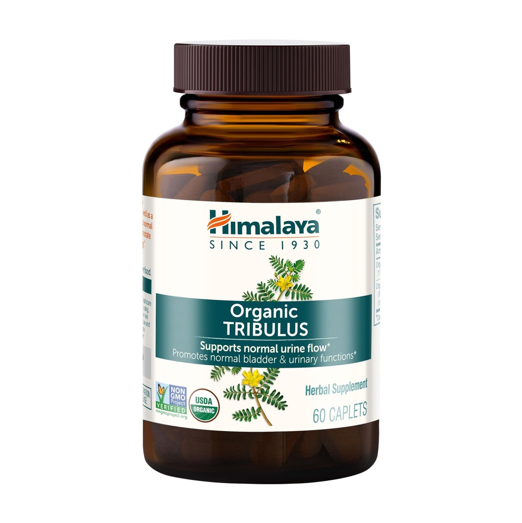 Himalaya Organic Tribulus Terrestris - Integratore di erbe per il controllo della vescica, Endurance maschile, Prostate e Supporto di Libido - Vegan, Non OGM, Gluten Free, 688 mg, 60 Caplets