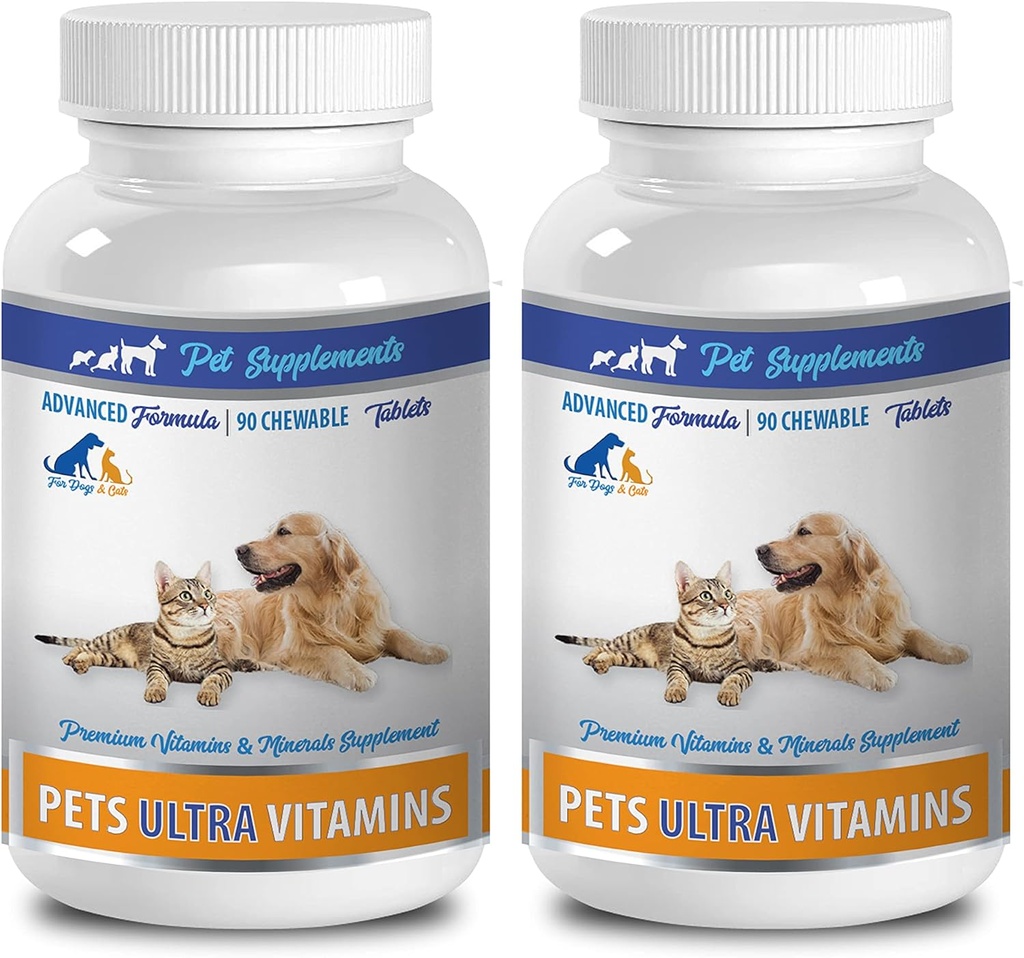 antiossidante per gatti - Animali Ultra Vitamine - per cani e gatti - Salute Immune - Cappotti per capelli e capelli - gatto Vitamina b Supplemento - 180 Trattamenti (2 Bottiglie)