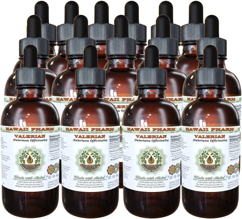 Estratto di liquido privo di alcool Valeriano (Valeriana Officinalis) Dried Root Glycerite Natural Herbal Supplement, Hawaii Pharm, USA 15x4 fl.oz
