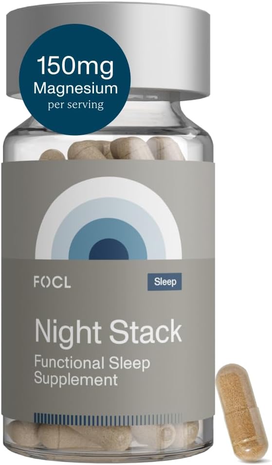 FOCL riposo notte Magnesio sonno supplemento - naturale sonno Aid, Melatonin Free, No Grogginiess, Calma - Magnesio supplemento per sonno riposante con Ashwagandha - Vegan, Non OGM, Cruelty Free