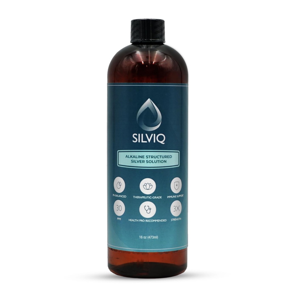 Strutturato Acqua d'Argento 30PPM - ph Struttura alcalina bilanciata Soluzione liquida argento Supplemento minerale per il supporto immunitario naturale - Migliorato benessere & salute del fegato - 16 Oz (437ml)