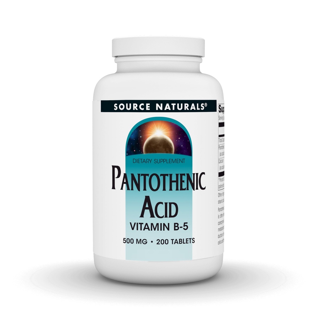 Fonte Naturals Acido pantotenico 500 mg Vitamina B-5 Integratore alimentare - 200 compresse