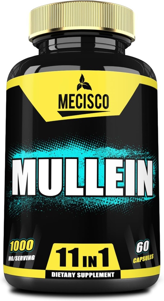 Mullein Leaf Supplement con Panax Ginseng Root, Cordyceps Sinensis & More - 60 capsule - 11in1