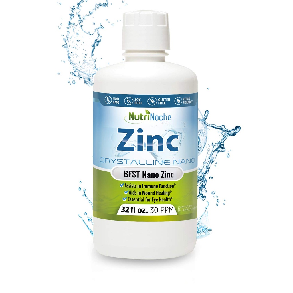 Supplemento di zinco liquido di Nutrinoche: Gocce liquide organiche - Zinco ionico e alternativa picolinata - 99,99% Ultra Pure Crystalline Nano Particelle - per adulti e bambini - (32 oz)