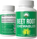 Chews di barbabietole - Great Tasting Beets Chewables Con Non Aggiunto Zucchero - Meglio di Gummies. Contiene estratto di radice di barbabietola biologica. Vegan, Zero Gluten Beetroot Supplemento totale per il cuore, circolatorio, BP