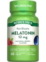 Melatonina 12mg | 60 compresse di dissolvenza rapida | Natural Berry Flavor | Vegan, Non OGM & Gluten