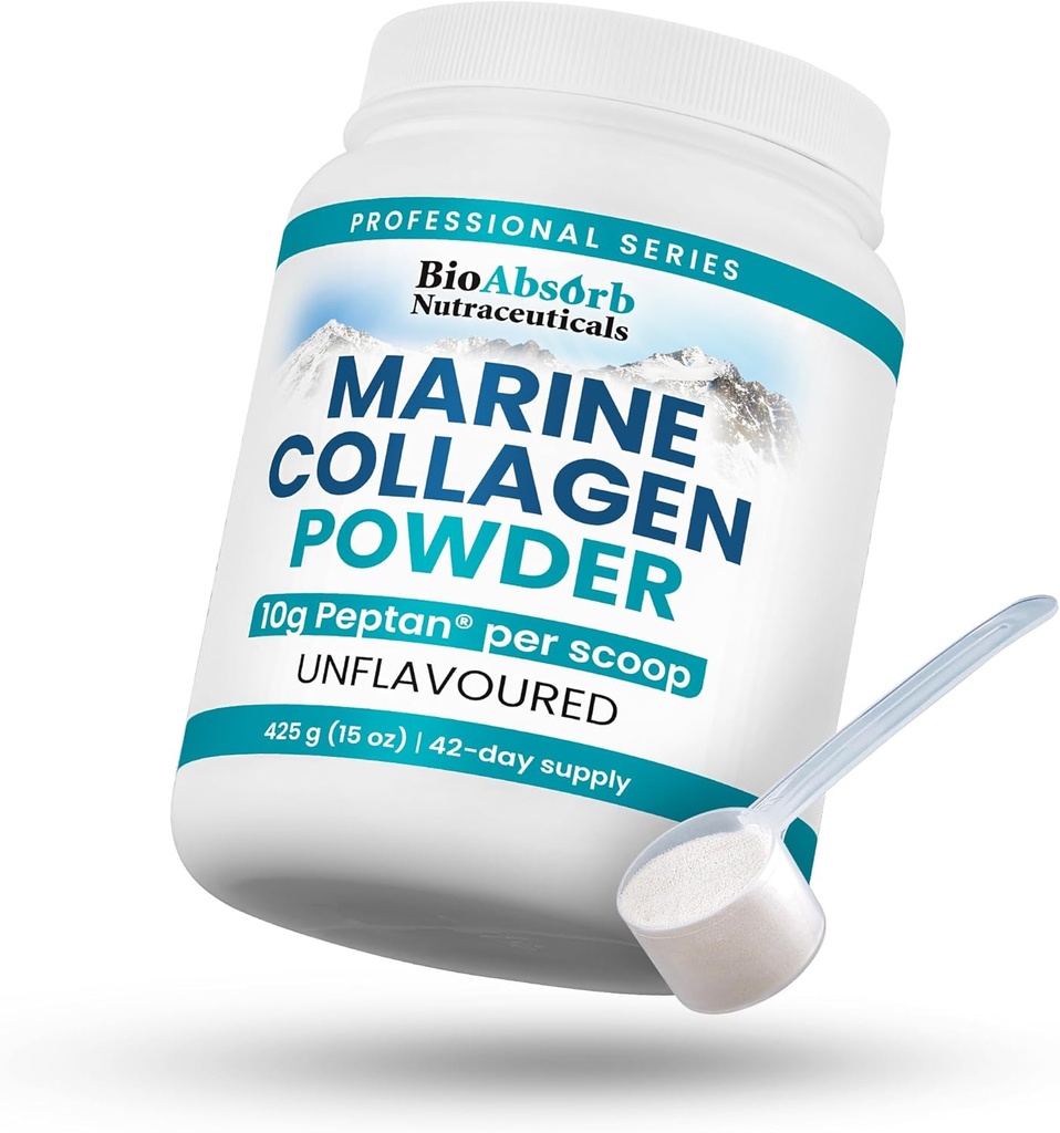 Polvere di collagene marino di Assorbimento Bio, resistenza extra w/Peptan (Tipo 1 Peptidi di collagene idrolizzati), 15 oz, 42 giorni di alimentazione
