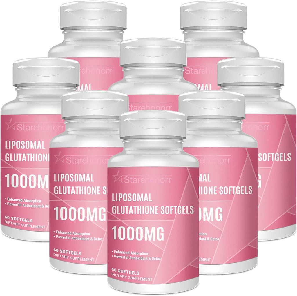 Glutathione Liposomal Softgels 1500MG, Integratore Glutathione Ridotto con Vitamina C, Migliore Assorbimento, Antiossidante Non OGM Potente per invecchiamento sano, Detox, Salute Immune, 480 Softgels