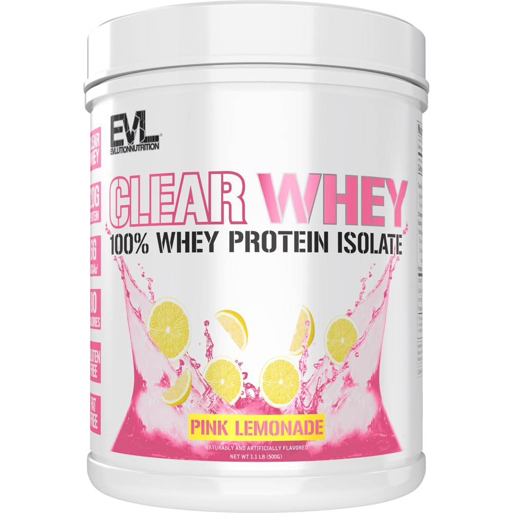 Evlution Nutrition Cancella Whey - 100% Whey Protein Isolate - per la crescita muscolare, la resistenza e il recupero - 20g Isolate Protein Per Serving - Assorbimento rapido - Gluten & Fat Free - 1.1lb - Pink Lemonade