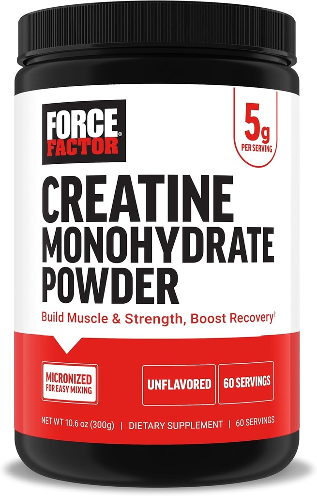 Polvere monoidrata del fattore di forza, dosaggio micronizzato 5g per sostenere la crescita del muscolo, la resistenza, il recupero, la salute cognitiva e la memoria, non aromaed, 60 Serve