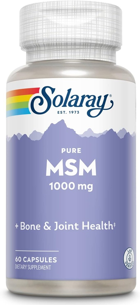 SOLARAY Pure MSM Capsule, 1000 mg, 60 Count