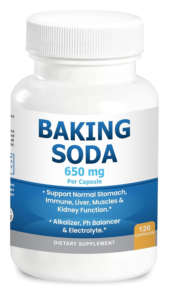Cuocere Soda Capsule 650mg Pure Baking Soda Alluminio Libero Uso Organico. Soda naturale 120 Caps