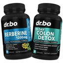 Berberina Supplemento & Colon Cleanser Detox - Berberina HCL Supplemento capsule & 15 giorni Pillole di pulizia intestinale & Probiotico - Integratori di movimento HCL Premium per Blocco di Stomach