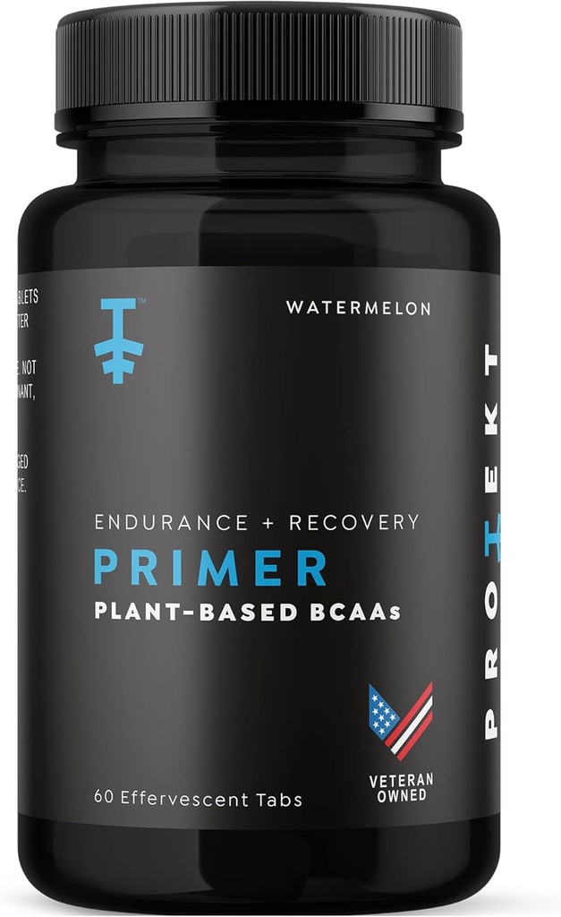 Protekt Primer - Integratore BCAA a base vegetale con Vitamina C - 60 compresse effervescenti - Vegan BCAA - Sapore di anguria - Assorbimento massimo per prestazioni ottimali e recupero più veloce