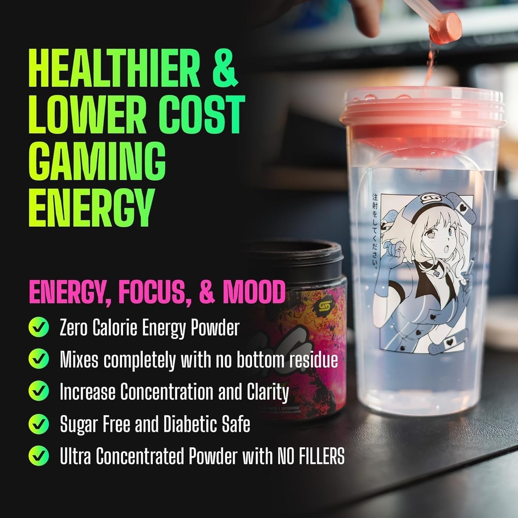Gamer Supps, GG Energy Red Raspberry (100 Serve) - Keto Friendly Gaming Energy e Nootropic Blend, Sugar Free + Organic Caffeine + Vitamine, Powder Drink