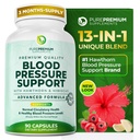 Integratori di pressione sanguigna puraPremium con bacche di biancospino, Hibiscus, aglio e vitamina B12- Ossido nitrico supplemento per la salute del cuore normale, Circulation Health & Blood Pressure Support - 90ct