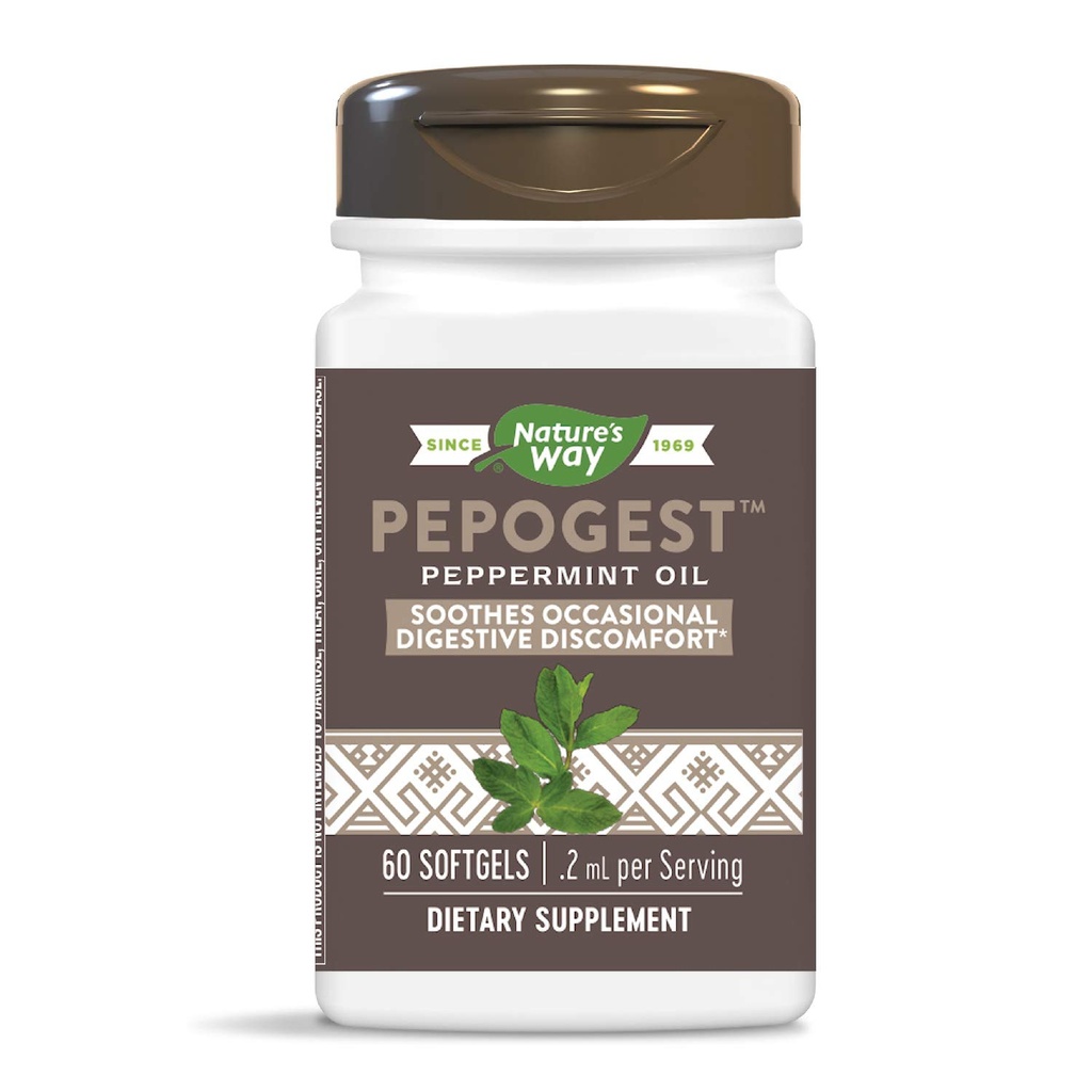 Via della natura Pepogest olio di menta piperita, comfort gastrointestinale, 60 conte (pacchetto di 2)
