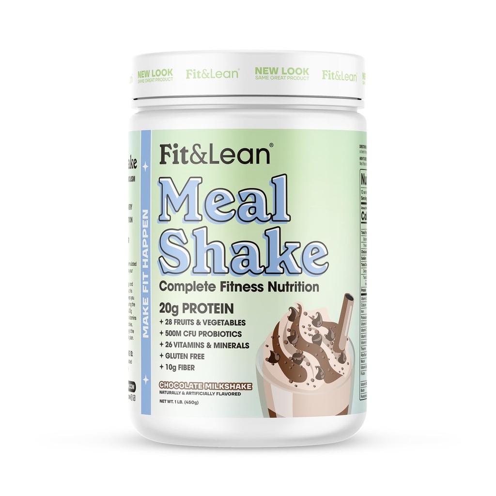 Fit & Lean Meal Shake, Fat Burning Meal Sostituzione, Proteine, Fibra, Probiotici, Cioccolato, 1lb, 10 Serve per Contenitore