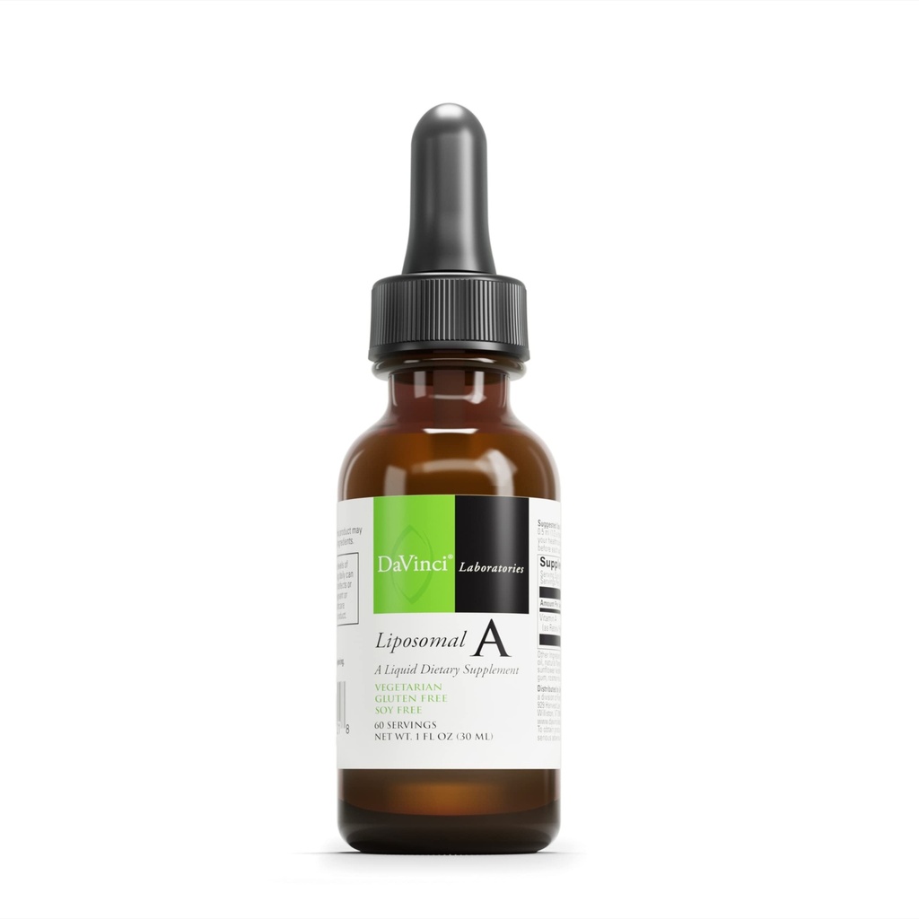 DAVINCI Labs Liposomal A - Liquid Vitamina A Supplemento al supporto Bone, Skin, Gut, Vision e Immune Health* - Gluten-Free - 30 ml