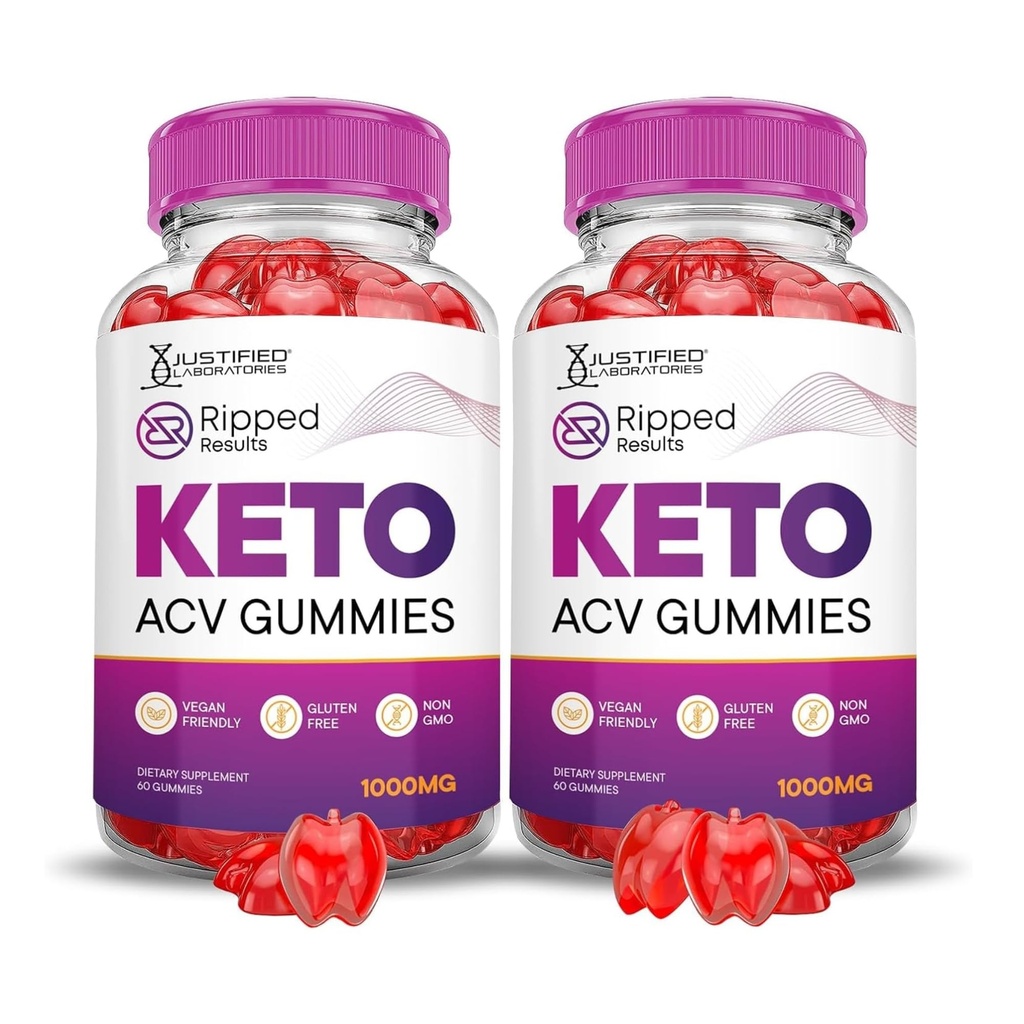 Laboratori giustificati (2 Risultati Ripped Pack Keto ACV Gummies Advanced Formula 1000MG Ripped Risultati Formulati con succo di barbabietola di melograno Polvere B12 Vegan Non OGM 120 Gummys