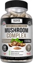 Kaya Naturals Premium Mushroom Complex Potent - Mushroom Complex Capsule 1330mg Per Serving - Aids Clarity Mental Supports Immune System, Wellness & Vitality - 60 Count