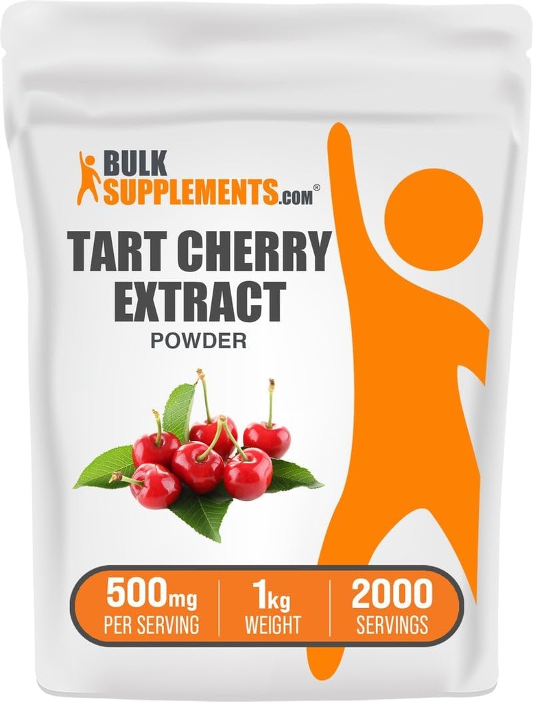 BulkSupplements.com Polvere di Estratto di Ciliegio di Tart - Supplemento di Ciliegia di Tart, Supplemento di erbe - Sorgente di Antiossidante, Senza Glutine, 500mg per Serving, 1kg (2.2 lbs) (Pack of 1)