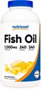 Nutricost Fish Oil Omega 3 Softgels con EPA & DHA (1000mg di Fish Oil, 560mg di Omega-3), 240 Softgels, Non OGM, Gluten Free.