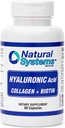 Acido ialuronico Plus Collage e Biotin 60 capsule di sistemi naturali - Acido Hialuronico Capsule per assorbimento potenziato - Integratore di acido ialuronico idraulico per pelle - Pelle forte, capelli, unghie
