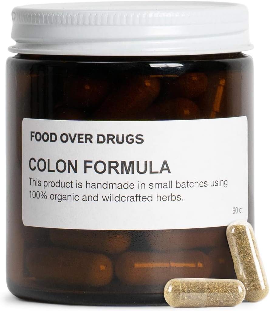 Food Over Drugs Colon Formula – Advanced Colon Cleanse Herbal Blend con Cascara Sagrada, Psyllium Husk, Dandelion Root, Ginger e Marshmallow – Integratore Digestivo Basato sulle piante [60 ct]