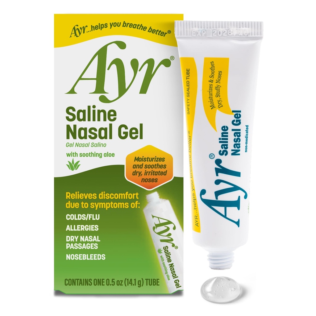 Ayr Saline Nasal Gel, Con Aloe Soothing, 0.5 Ounce Tube (Pack of 1)