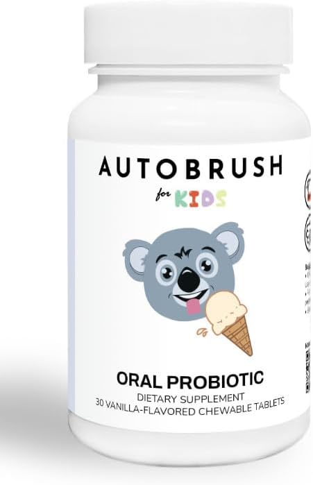 autobrush Kids Oral-Care Slow Dissolve Probiotic Tablets | Integratori dentali | Teeth e Gums più sani | Biome| 30 Count (Vanilla) (1)