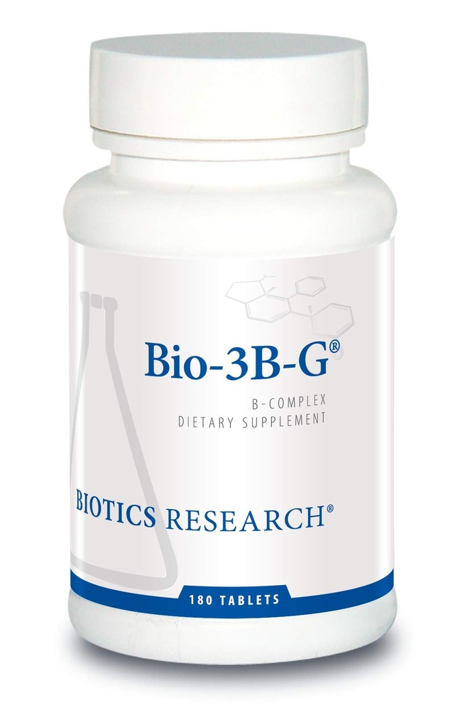 Biotics Research Bio-3B-G Vitamina B Complex, Vitamina B supplemento complesso per lo stress, l'energia e la salute surrenale Gluten Supplemento gratuito 180 compresse