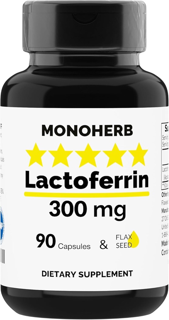 MONOHERB Lactoferrin 300 mg per capsula - 90 capsule vegetariane - Made in Italy