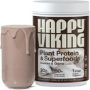 Happy Viking Cookies and Cream Plant Protein Powder, Creato da Venus Williams, 20G Protein, Low Carb, Keto, Vegan, Gluten-Free, Non-GMO, Superfoods, Sostituzione Meal completa, 1 Canister