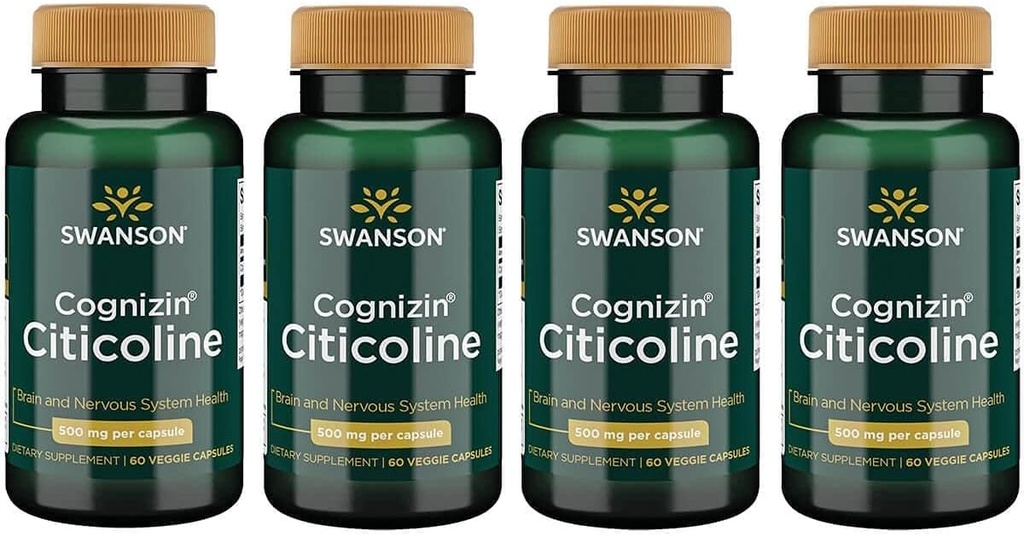 Swanson Cognizin Citicolina 1000 Milligrammi 60 capsule di veg (4 Confezione)