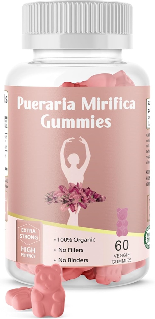 Pueraria Mirifica Gummy Organic Supplement - Pure Root 10:1 Concentrated Extract 60 Veggie Gummies, Premium - per Transgender. Donne, uomini...