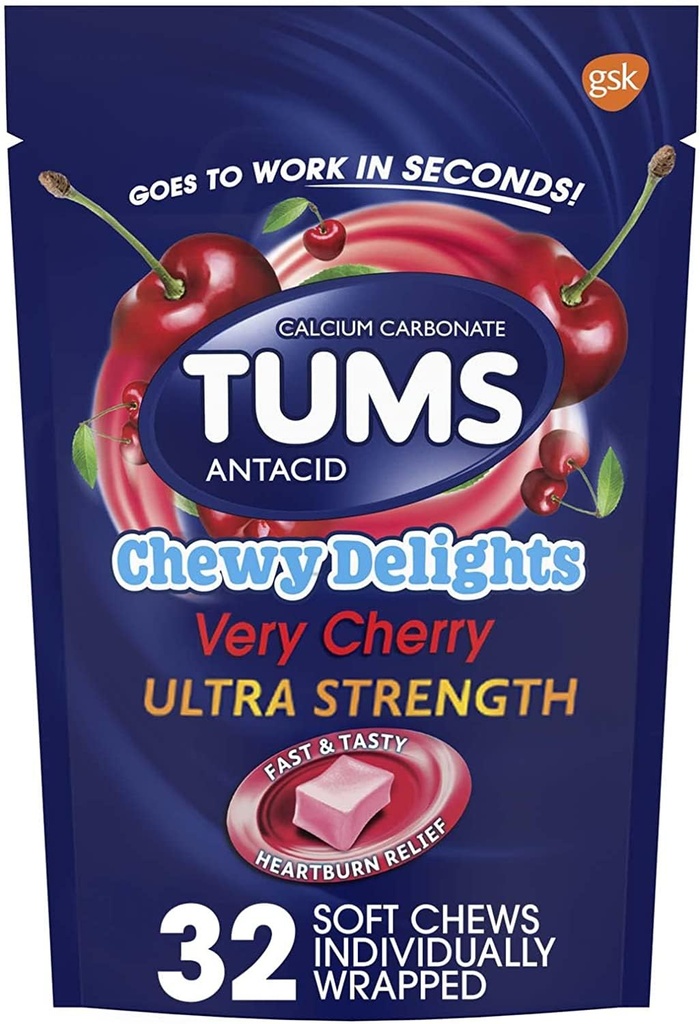 Tums Chewy Delights, Very Cherry 32 ea Pack di 4 di TUMS