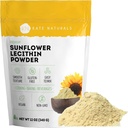 Kate Naturals Polvere di lecitina di girasole per cuocere pane, gommoni, cucina. Integratore di lecitina per latte intasato. Sostituto per la polvere di lecitina di soia (12oz, non OGM)