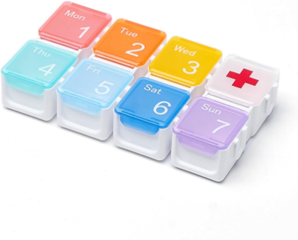Organizzatore settimanale di pillole, scomparti medi per facile da usare (Multicolor)
