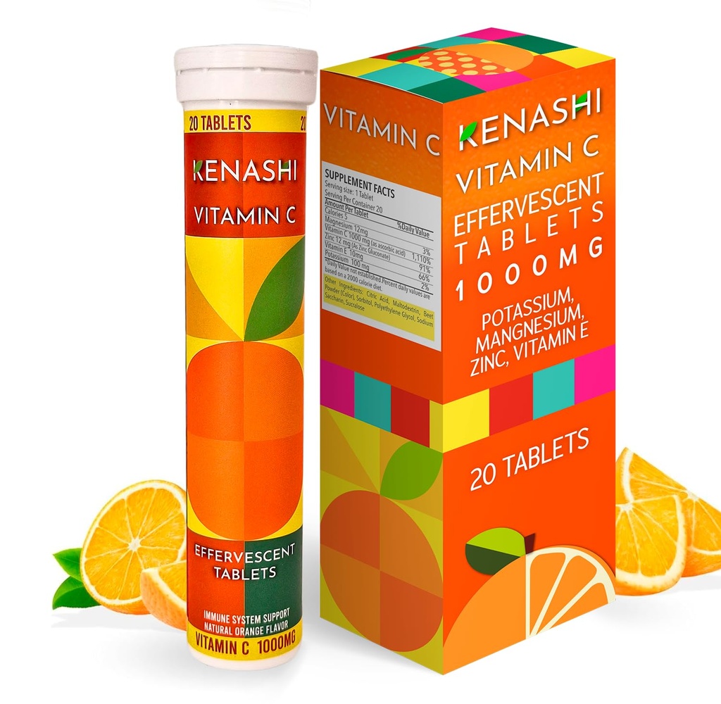 Vitamina C 1000mg Tabelle effervescenti Vitamina con Zinco Potassio Magnesio E Vitamina C Efervescente para Adulto Zinco e Vitamina C 20 Compresse