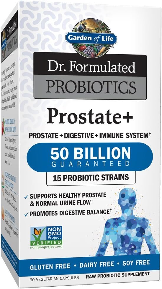 Giardino della vita Dr. Formulated Probiotics Prostate+ - Acidophilus e Probiotici Supporti sani di prostata e equilibrio digestivo - Glutine, Latticini e Soia-Free - 60 capsule vegetariane
