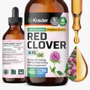 BIO KRAUTER Red Clover Tincture - Estratto di Clover rosso - Supplemento liquido per il supporto delle donne - Alcol e Zucchero Libero - Vegan Drops 4 Fl.Oz.