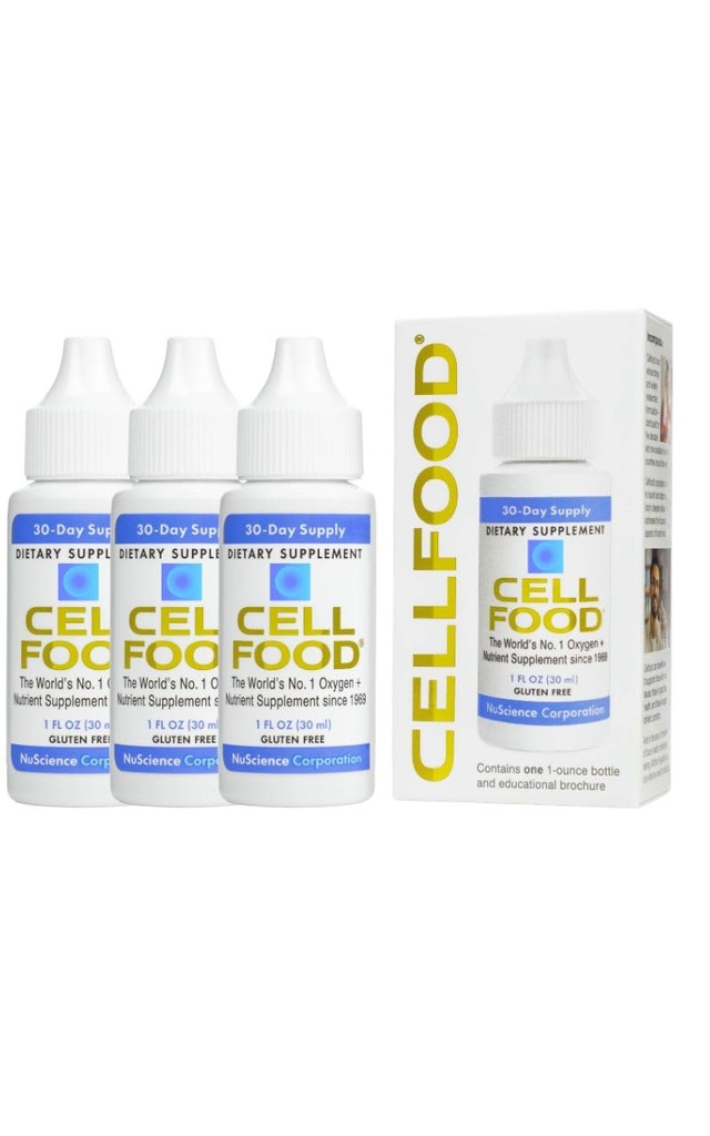 Ossigeno di Cellfood Boost - 1 fl oz, 3 Pack - Supplemento di ossigeno liquido per il drenaggio linfatico, Altitude Sickness, Jet Lag, Fatigue, Headaches, Hangovers & Energy - Gluten Free, Cert. Kosher